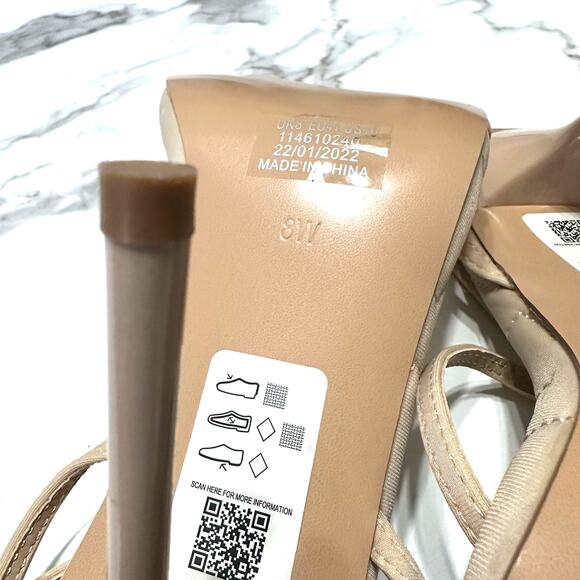 NEW Topshop Ankle Strap Square Toe Stiletto Heels Size 8W Wedding Guest Party - Picture 8 of 12